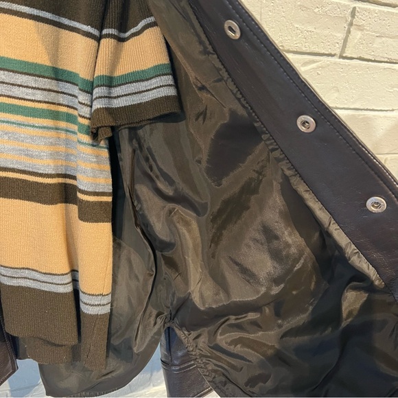 Vintage 70s Alfie California Brown Faux Leather Shacket and Sweater Set Mens L - Picture 8 of 14